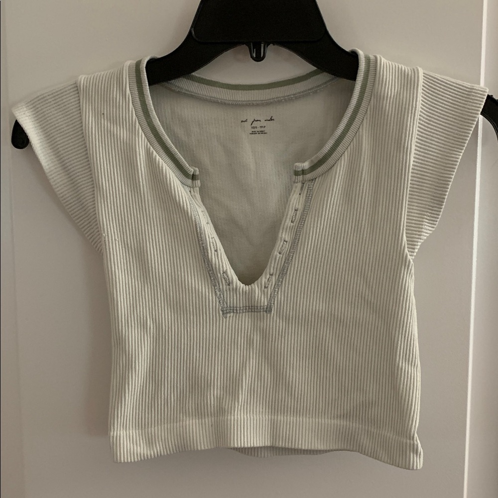 Urban Outfitters Out From Under Striped Ribbed Top in Cream and Green